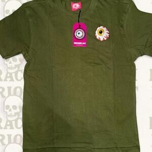 Mishka NYC “Utopia” Eye Embroidered Graphic Tee — Army Green (L)